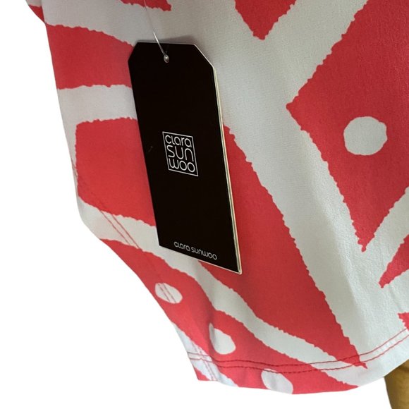 NWT Clara Sun Woo Abstract Stripes + Dots Tunic Parachute Hem Resortwear Top-M - Picture 9 of 14